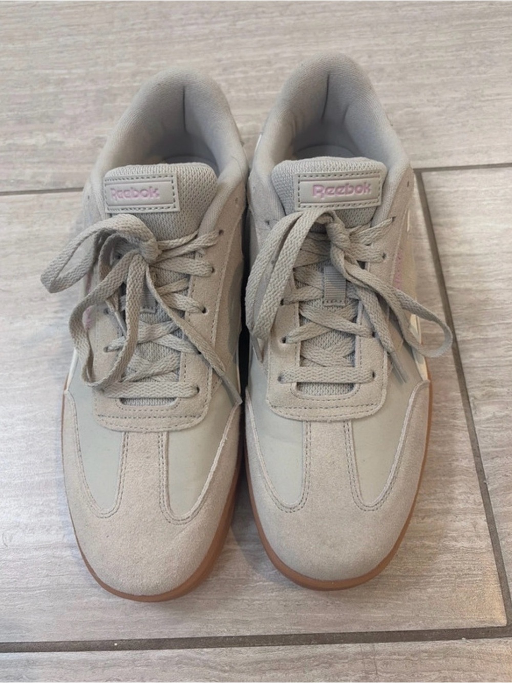 Reebok women’s Classic Beige Suede Sneakers